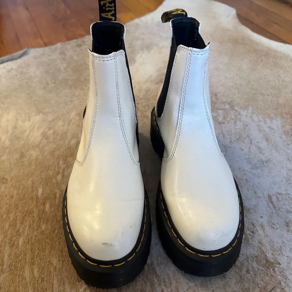 Dr. Martens Black and White Leather Boots - Picture 2 of 7